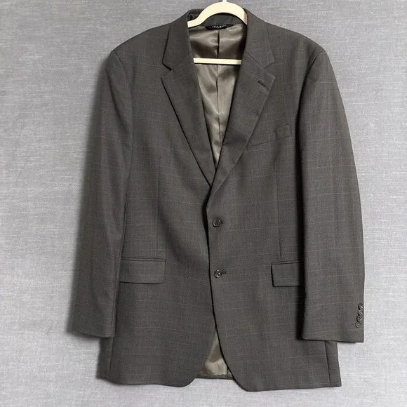 Jos A Bank Sport Coat 44XL Brown Glen Check Plaid Wool Blazer Jacket Tall